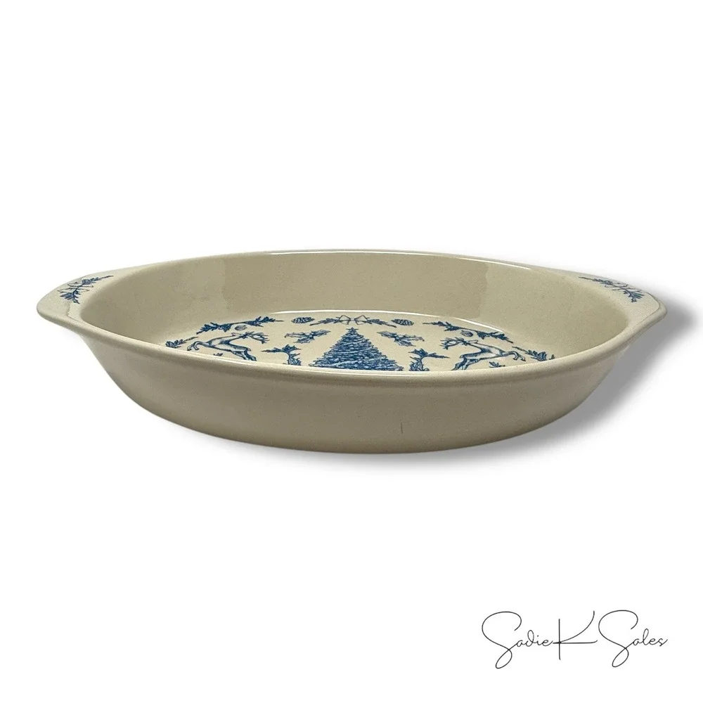 McGee &‎ Co Holiday Stoneware Baker Serving Dish Blue - Christmas 2024